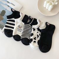 Fashion Black And White Cow Cartoon Short Cotton Socks Wholesale main image 1