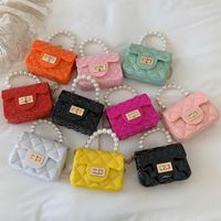 Fashion Candy Color Pearl Handle Mini Messenge Bag main image 1