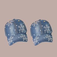 Korean Snowflake Sticker Diamond Wide Brim Sunshade Cap Wholesale main image 5