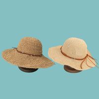 Fashion New Leather Rope Big Eaves Sun-proof Straw Hats Wholesale main image 3