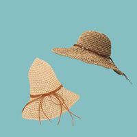 Fashion New Leather Rope Big Eaves Sun-proof Straw Hats Wholesale main image 5