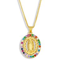 Fashion Virgin Mary Copper Inlaid Zircon Necklace Wholesale main image 4