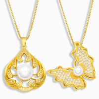 Mode Perle Schmetterling Kupfer Eingelegte Zirkon Halskette Großhandel main image 1