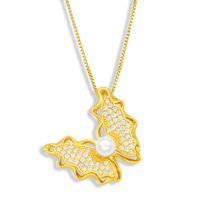 Mode Perle Schmetterling Kupfer Eingelegte Zirkon Halskette Großhandel main image 5