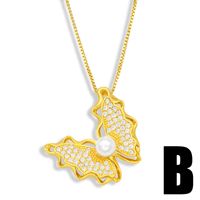 Fashion Pearl Butterfly Copper Inlaid Zircon Necklace Wholesale sku image 2