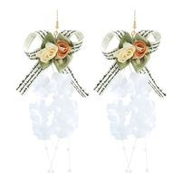 Fashion Mesh Fabric Flower Tassel Bow Earrings sku image 1