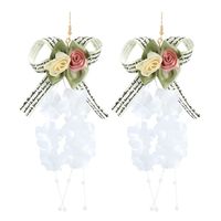 Fashion Mesh Fabric Flower Tassel Bow Earrings sku image 6