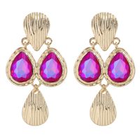 Fashion Alloy Inlaid Colorful Gemstone Drop-shaped Creative Earrings sku image 2