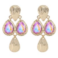 Fashion Alloy Inlaid Colorful Gemstone Drop-shaped Creative Earrings sku image 3