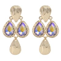 Fashion Alloy Inlaid Colorful Gemstone Drop-shaped Creative Earrings sku image 4