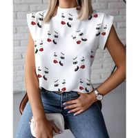 Camisa Sin Mangas Con Estampado De Labios De Cuello Alto Simple sku image 1