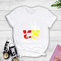 Letter Bear Paw Print Casual Short-sleeved T-shirt main image 3