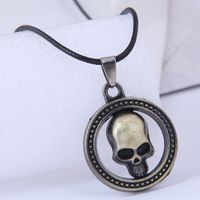 Fashion New Style Metal Simple Skull Wax Rope Necklace main image 2