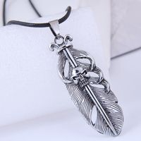 Fashion New Style Metal Concise Feather Wax Rope Necklace main image 2