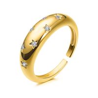 Fashion Geometric Zircon Star Golden Open Ring main image 1