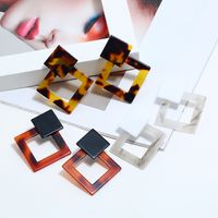 Exaggerated Quadrilateral Acrylic Leopard Print Earrings main image 5