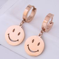 Style Coréen Mode Simple Smiley Visage Titane Boucles D'oreilles En Acier main image 4