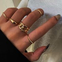 Fashion Open Geometric Alloy Ring Five-piece main image 2