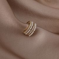 Korean Multi-layer Pearl Zircon Copper Ear Bone Clip main image 1