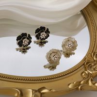 Korean Summer Pearl Camellia Flower Earrings main image 5