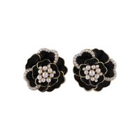 Korean Summer Pearl Camellia Flower Earrings main image 3