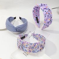 Korean Flower Printing Wide-brimmed Pleated Headband Wholesale main image 1