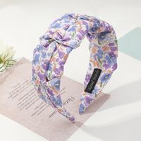 Korean Flower Printing Wide-brimmed Pleated Headband Wholesale main image 4