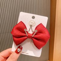 Children's Korean Cute Red Bow Crown Hair Clip sku image 2