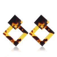 Exaggerated Quadrilateral Acrylic Leopard Print Earrings sku image 3