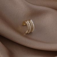 Korean Multi-layer Pearl Zircon Copper Ear Bone Clip sku image 1