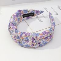Korean Flower Printing Wide-brimmed Pleated Headband Wholesale sku image 1