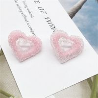 Korean Cute Candy Color Heart Resin Earrings sku image 1