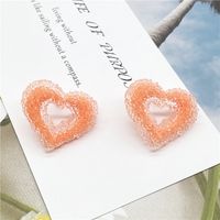 Korean Cute Candy Color Heart Resin Earrings sku image 3