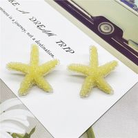 Korean Simple Fashion Candy Color Starfish Earrings sku image 2