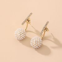 Korean Style Diamond Pearl Ball Earrings sku image 1