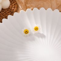 Exquisite Crystal Sun Flower Smiley Face Earrings sku image 6