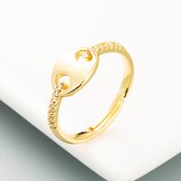 Simple Copper Gold-plated Micro-inlaid Zircon Oval Ring sku image 1