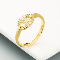 Simple Copper Gold-plated Micro-inlaid Zircon Oval Ring sku image 2