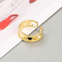 Fashion Heart-shaped Drop Oil Inlaid Zircon Opening Adjustable Ring sku image 2