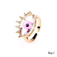 Fashion Demon Eye Copper Inlaid Zircon Ring sku image 9