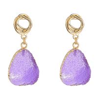 Simple Imitation Natural Stone Purple Water Drop Earrings sku image 1