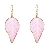 Simple Pink Leaf Earrings Wholesale sku image 1
