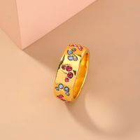 Mode Gemischte Farbe Kupfer Eingelegter Zirkon Schmetterling Ring sku image 1