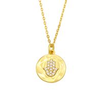 Fashion Coin Cross Diamond Pendant Necklace sku image 4