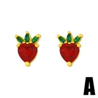 Cute Fruit Pineapple Strawberry  Diamond Earrings sku image 1