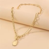 Fashion Style New Double-layer Chain Ot Buckle Metal Geometric Pendant Necklace main image 1