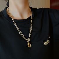 Fashion Style New Double-layer Chain Ot Buckle Metal Geometric Pendant Necklace main image 5