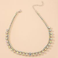 Retro Color Rhinestone Pendant Necklace main image 1