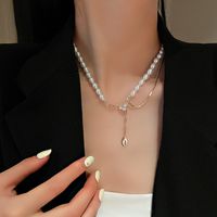 Collar Con Colgante De Perlas De Amor De Diamantes De Imitación Retro main image 3