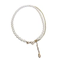 Retro Rhinestone Love Pearl Pendant Necklace main image 6